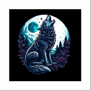 Wolf Howling at the Moon Posters and Art